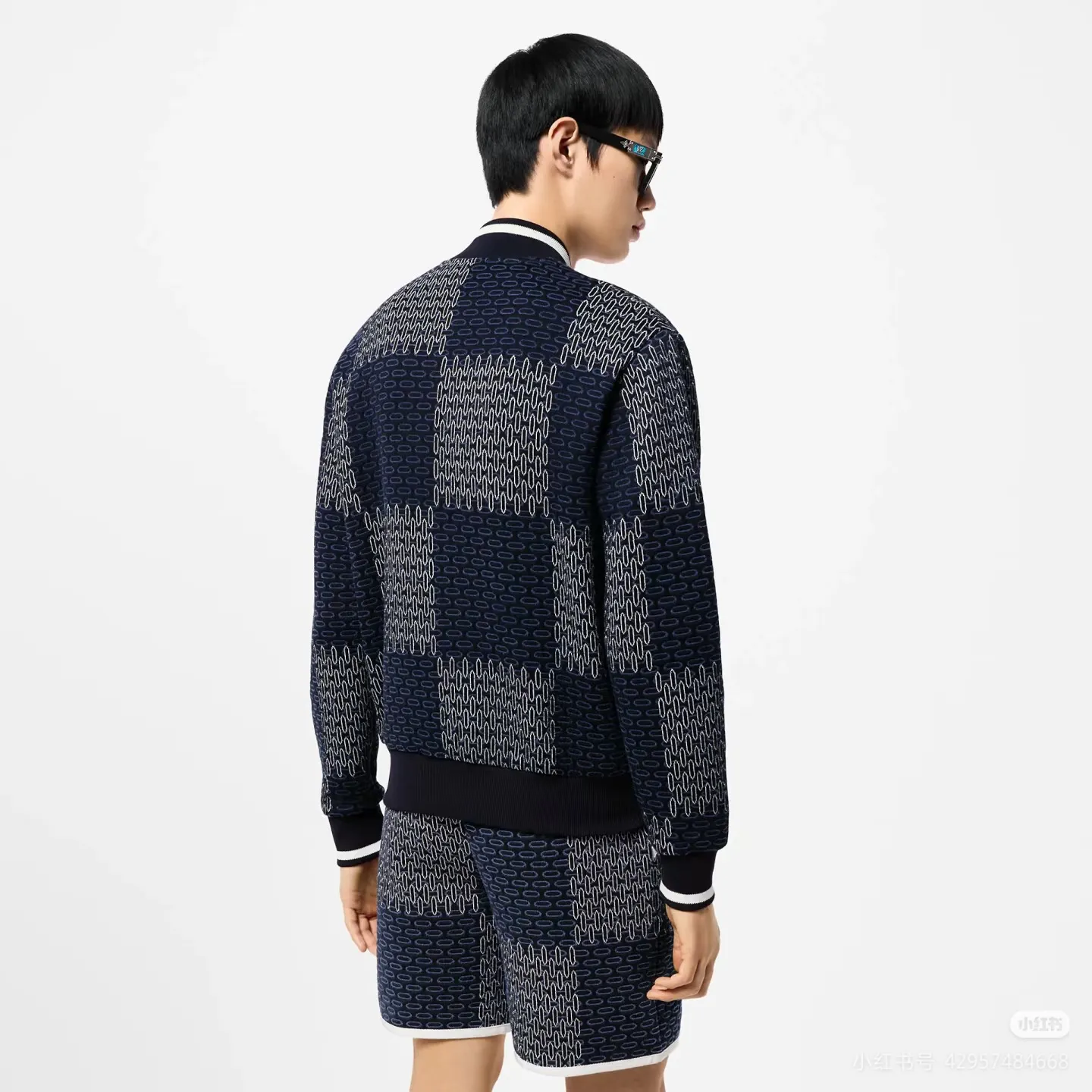 Louis Vuitton/Louis Vuitton 25Fw checkerboard jacquard knitted zipper jacket